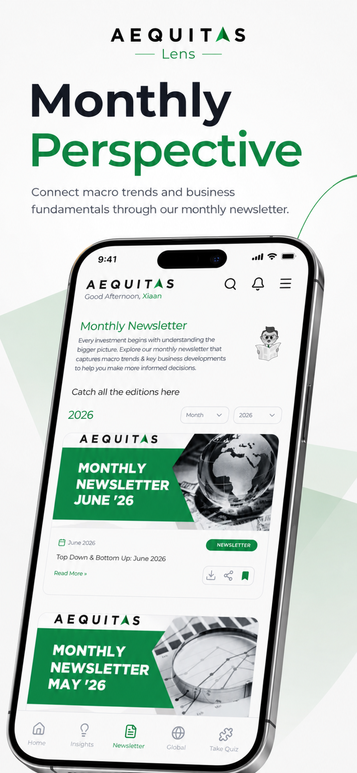 Aequitas Lens Monthly Perspective by Aequitas Investments highlights macro trends and business fundamentals through a monthly newsletter focused on market insights and investment perspectives